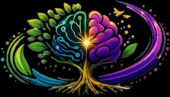 The MANTRAMIND emblem: a tree whose canopy is half leaves and half brain, rooted in gold.